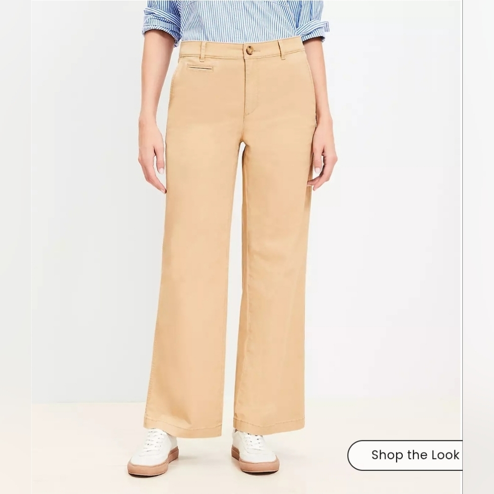 ❤️ NWOT! LOFT HIGH RISE MONROE WIDE LEG TWILL PANTS / TROUSERS, 8 (29) - Picture 2 of 11